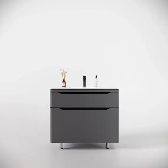 Тумба напольная с раковиной "Марелла " (2 ящ.) Люкс антискрейтч серый, PLUS