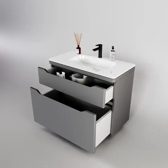 Тумба напольная с раковиной "Марелла " (2 ящ.) Люкс антискрейтч серый, PLUS