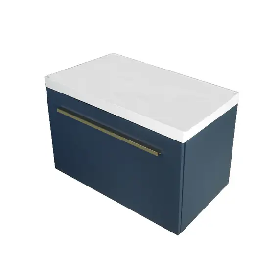 Тумба подвесная ACWEN МИРА 70/80/90 с раковиной Слим , темно-синий матовый