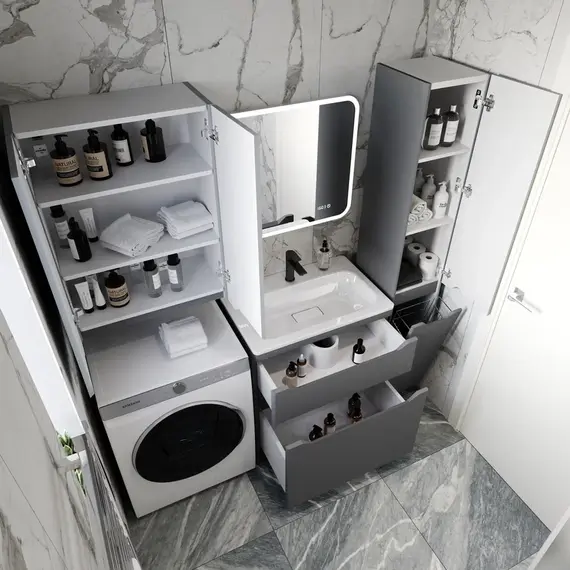 Тумба напольная с раковиной "Марелла " (2 ящ.) Люкс антискрейтч серый, PLUS