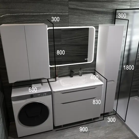 Тумба напольная с раковиной "Марелла " (2 ящ.) Люкс антискрейтч белый матовый, PLUS