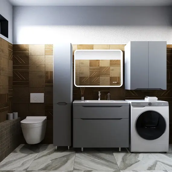 Тумба напольная с раковиной "Марелла " (2 ящ.) Люкс антискрейтч серый, PLUS