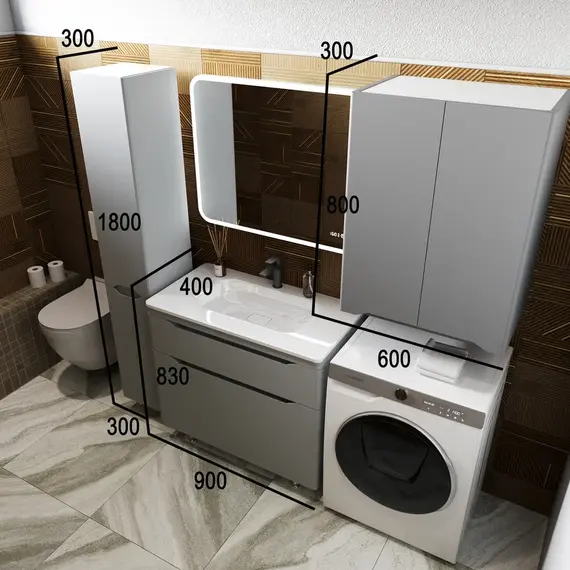 Тумба напольная с раковиной "Марелла " (2 ящ.) Люкс антискрейтч серый, PLUS