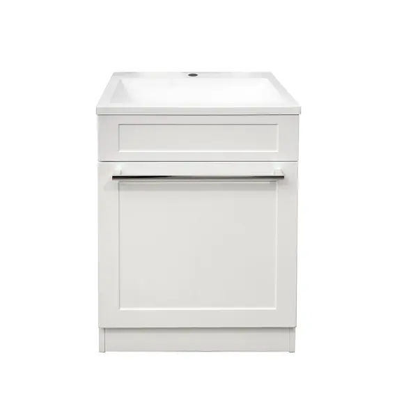Тумба напольная ACWEN СОФИЯ 60  белая с раковиной Океан, ручки хром/черный