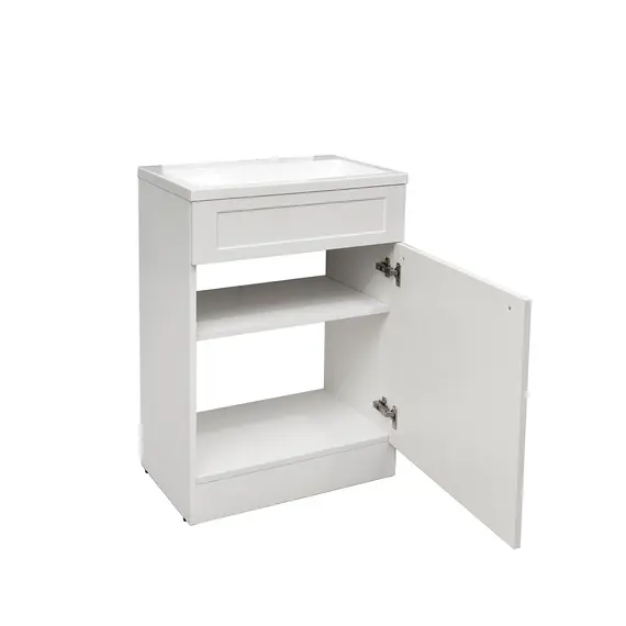 Тумба напольная ACWEN СОФИЯ 60  белая с раковиной Океан, ручки хром/черный