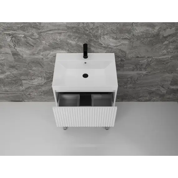 Тумба напольная "Стокгольм 80" с раковиной Classic , (2 ящ.) белый рифленый софт, PUSH