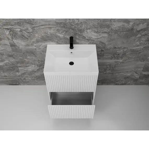 Тумба напольная "Стокгольм 80" с раковиной Classic , (2 ящ.) белый рифленый софт, PUSH