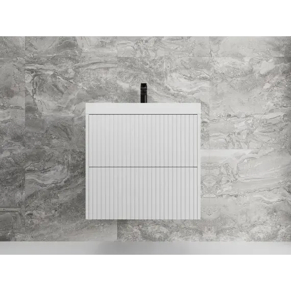 Тумба подвесная "Стокгольм ",с раковиной Classic , (2 ящ.) белый рифленый софт, PUSH