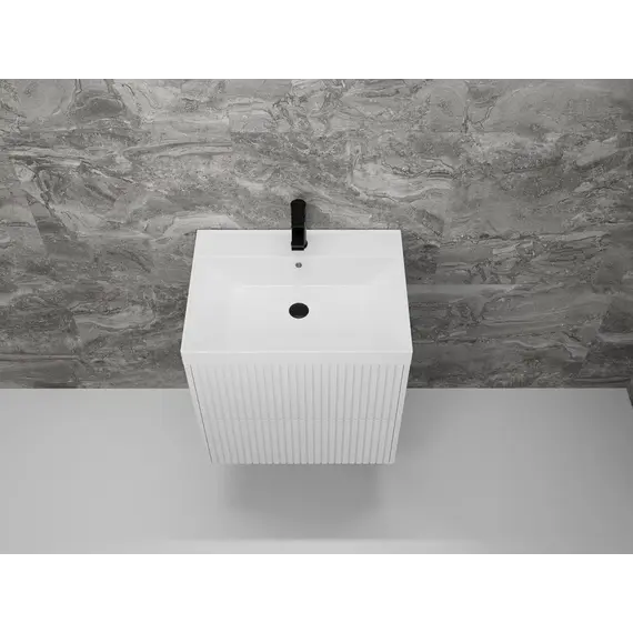 Тумба подвесная "Стокгольм ",с раковиной Classic , (2 ящ.) белый рифленый софт, PUSH