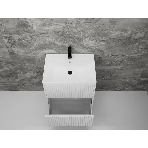 Тумба подвесная "Стокгольм ",с раковиной Classic , (2 ящ.) белый рифленый софт, PUSH