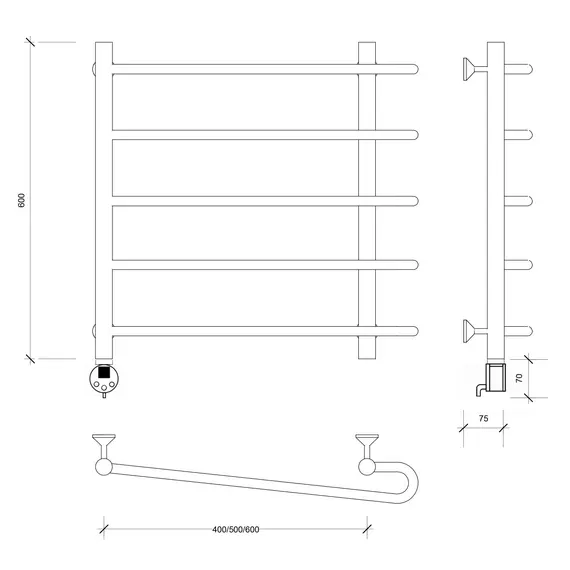 Полотенцесушитель Secado Венеция 2 электрический L/R хром