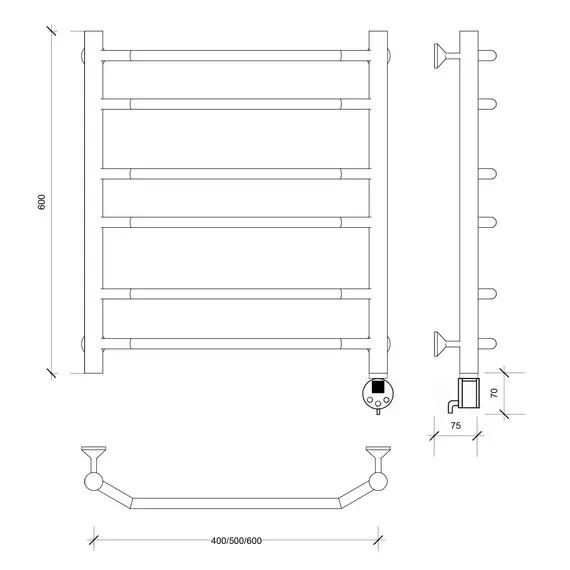 Полотенцесушитель Secado Агата 2  электрический L/R  хром