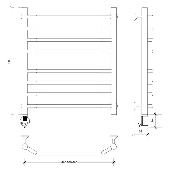 Полотенцесушитель Secado Агата 4  электрический L/R  хром