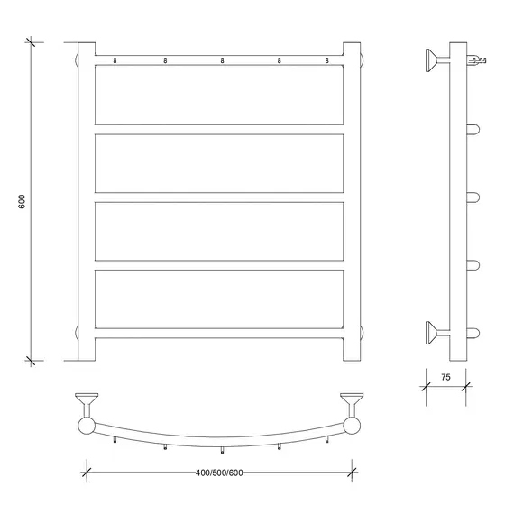 Полотенцесушитель Secado Милан 1 К , с крючками,  электрический L/R  хром