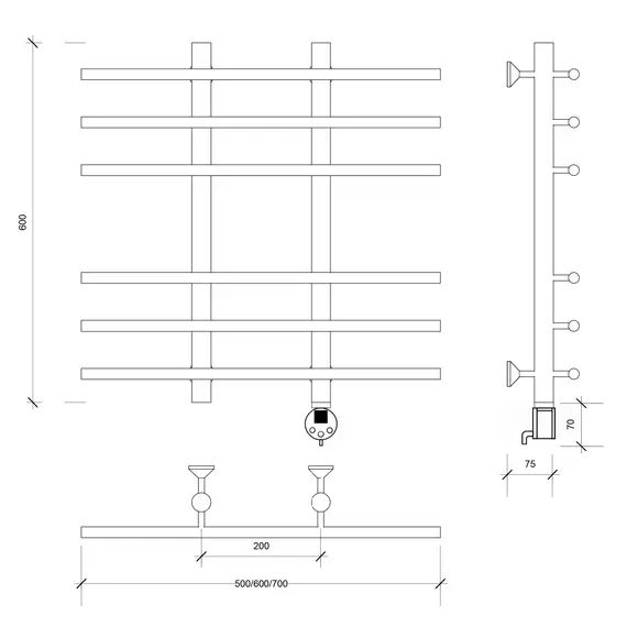 Полотенцесушитель Secado Турин 4 электрический L/R хром
