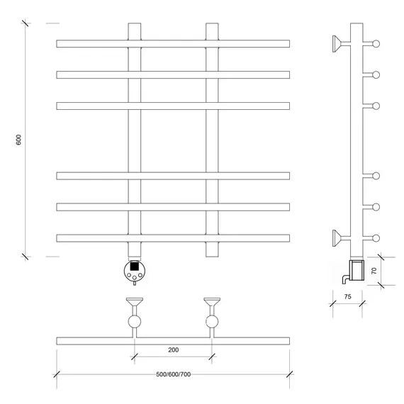Полотенцесушитель Secado Турин 4 электрический L/R хром