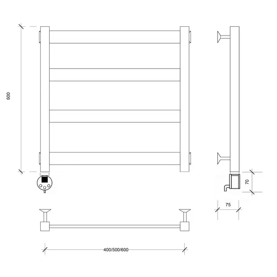 Полотенцесушитель Secado Комано 1 электрический L/R черный матовый