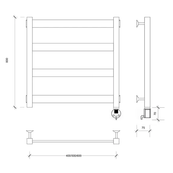 Полотенцесушитель Secado Комано 1 электрический L/R черный матовый