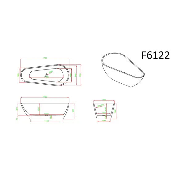 Ванна акриловая Frank F6122  170х75