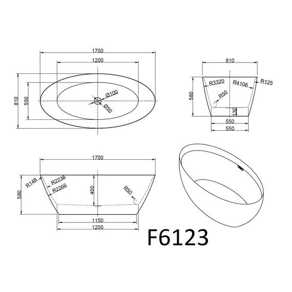 Ванна акриловая Frank F6123 White  170х81