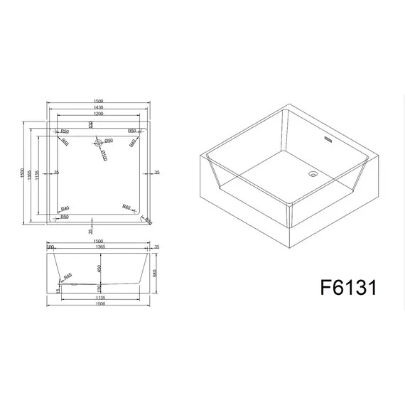 Ванна акриловая Frank F6131 отдельностоящая