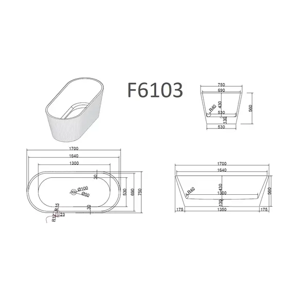 Ванна акриловая Frank F6103 White  170х75