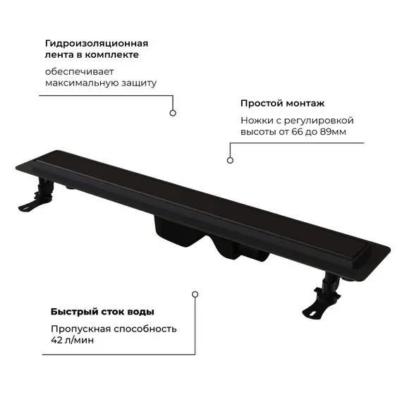 Душевой лоток RGW Drain Leo-31 черный