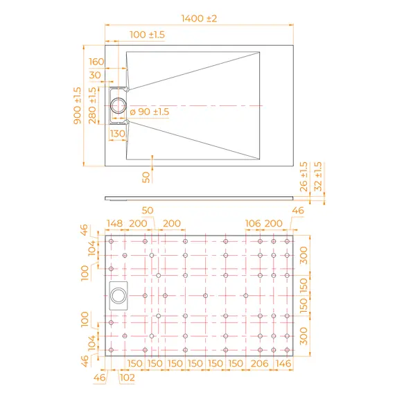 Душевой поддон прямоугольный RGW TUS-W Белый