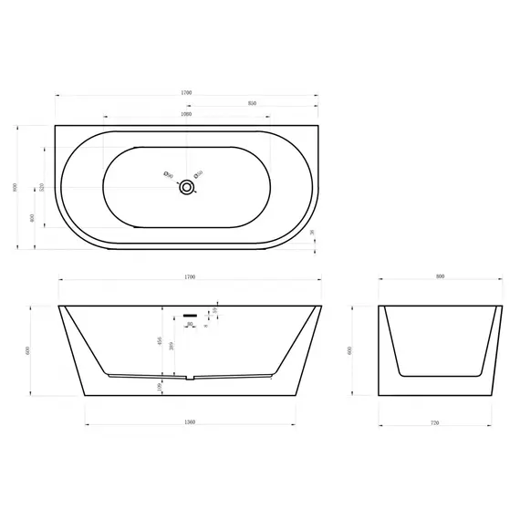 Акриловая ванна ABBER AB9216-1.7MW белая матовая  170х80