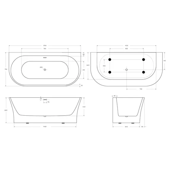 Акриловая ванна BELBAGNO BB711