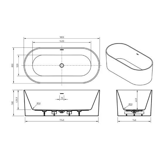 Акриловая ванна BELBAGNO BB705