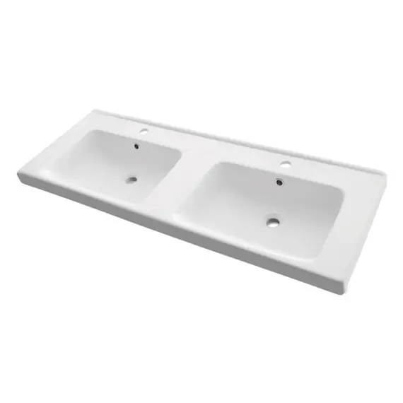 Тумба-умывальник Comforty Дуэт-125 дуб тёмно-коричневый с раковиной на две чаши Гармония 125