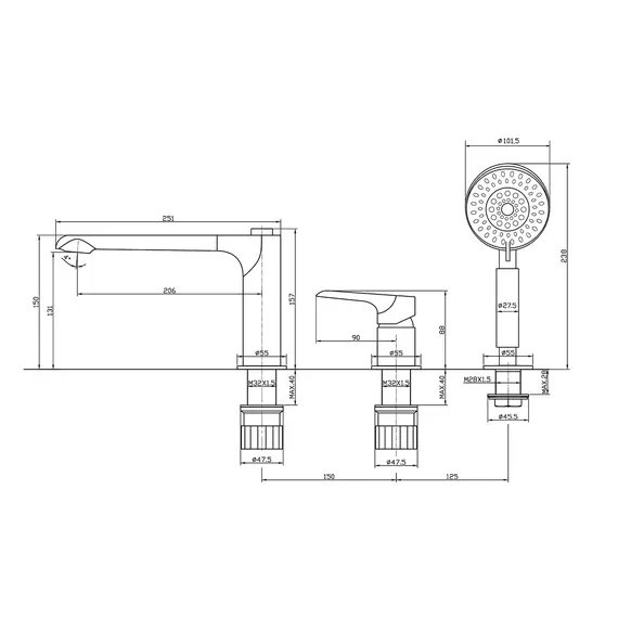 Смеситель на борт ванны BelBagno ANCONA ANCONA-BVD3-CRM