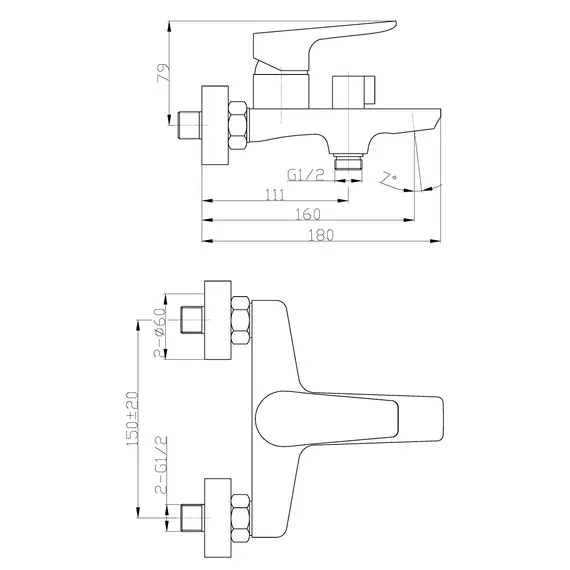 Смеситель для ванны и душа BelBagno ANCONA ANCONA-VAS-CRM