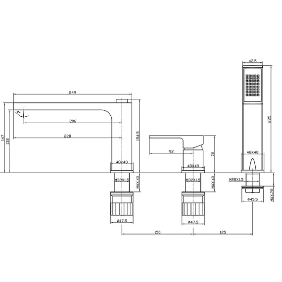 Смеситель на борт ванны BelBagno ROMANO ROM-BVD-CRM