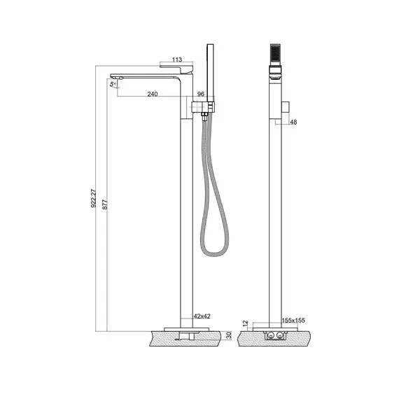Напольный смеситель BelBagno LUCE LUC-FMT-NERO