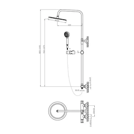 Душевая стойка BelBagno UNO UNO-DOCM-ORO