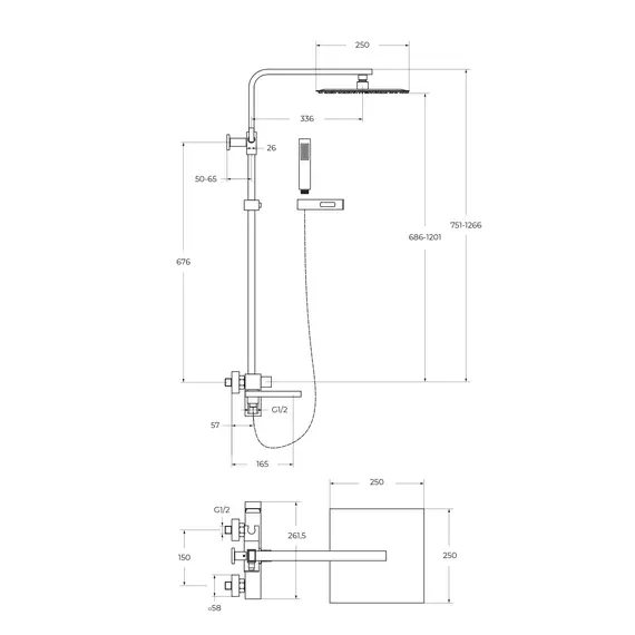 Душевая стойка BelBagno LUCELUC-VSCM-NERO