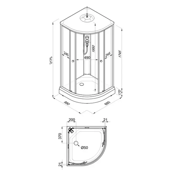 Душевая кабина Triton НОВА 88х88 А (низкий поддон)