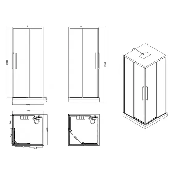 Душевая кабина ESBANO ESM-90CKR  90х90х215