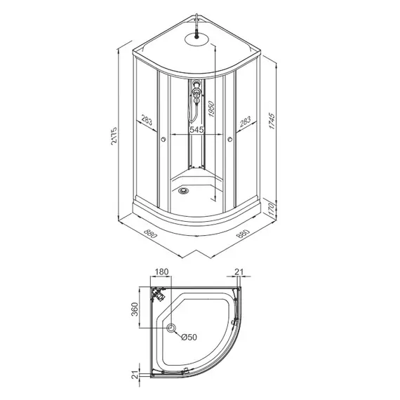 Душевая кабина  Triton "ТОП" 90х90 А низкий поддон