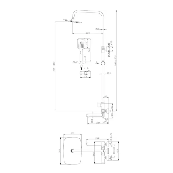 Душевая стойка BelBagno ACQUA ACQUA-VSCM-CRM