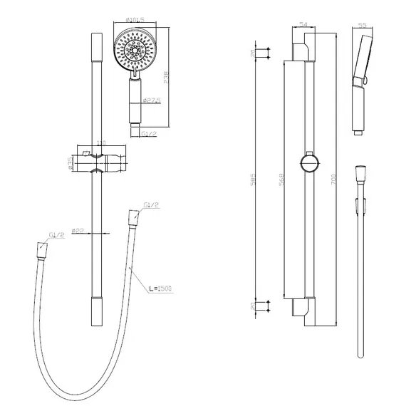 Душевой гарнитур с лейкой BelBagno BB-SAL-CRM
