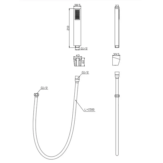 Ручной душ со шлангом и держателем BelBagno LUCE LUC-DFS-ORO