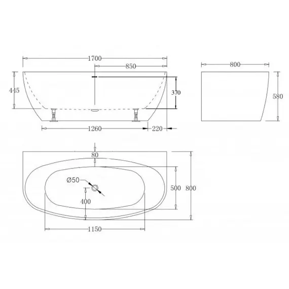 Ванна  ESBANO San Marino (black) 170x80