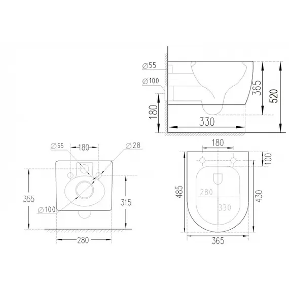Унитаз-Биде подвесной  ESBANO TERUEL-WBN