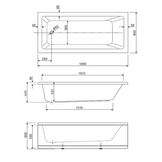Акриловая ванна CEZARES PLANE SOLO MINI-W37