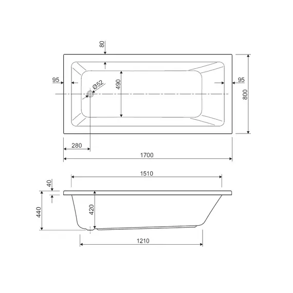 Акриловая ванна CEZARES PLANE SOLO-W37