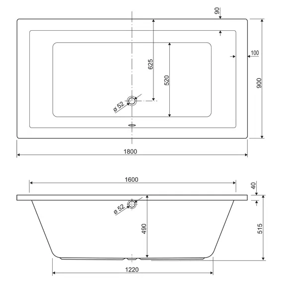 Акриловая ванна CEZARES PLANE-W37