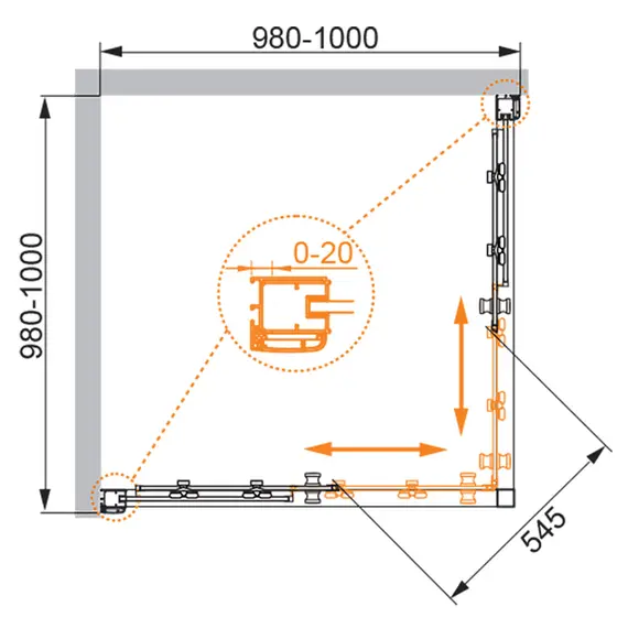 Душевой уголок CEZARES ANIMA-W-A-2-P-Cr